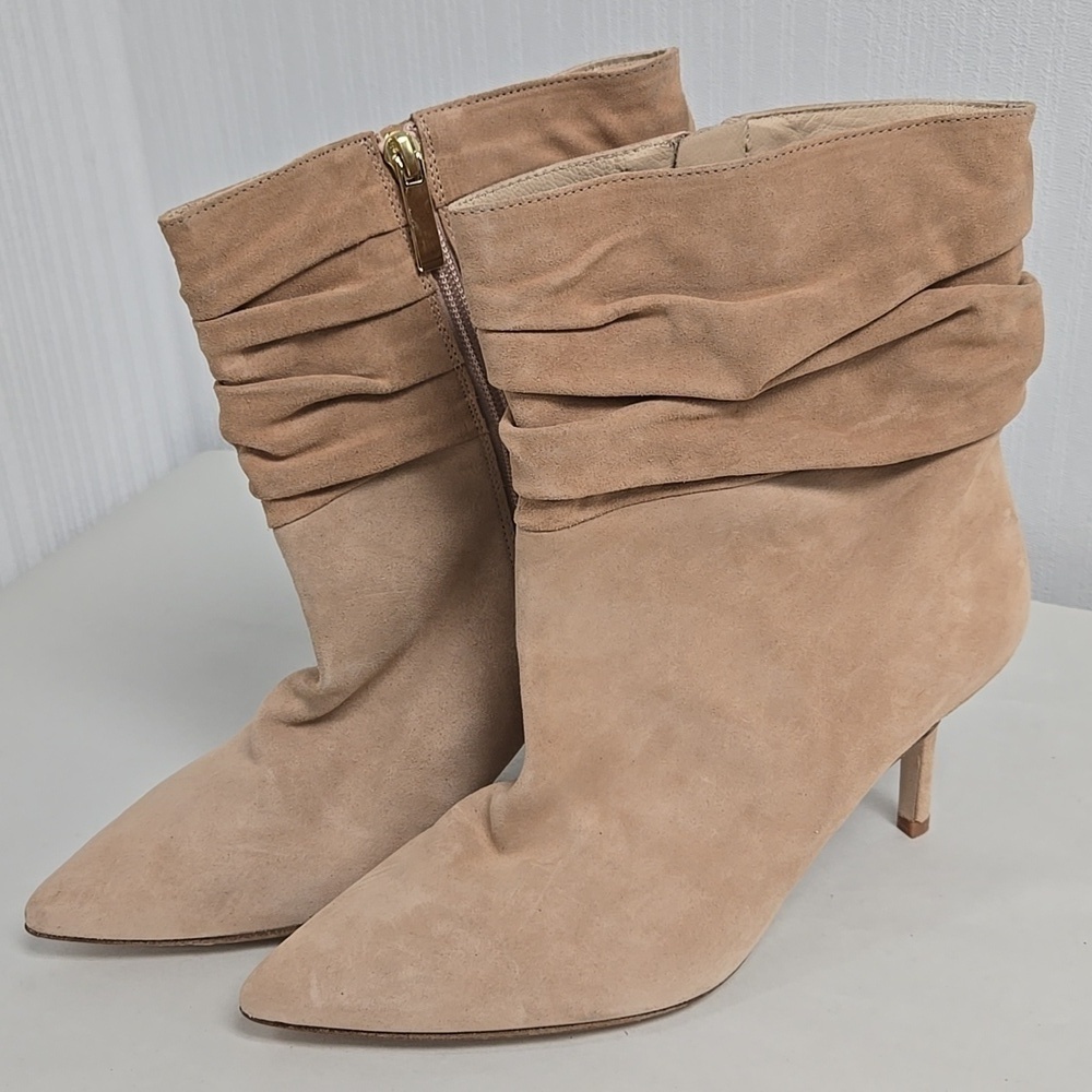 L'Agence Size 8 Beige Suede Leather Heeled Ankle Boots